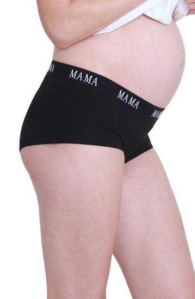 Shop Ingrid & Isabelr Mama Maternity Boyshort Briefs In Black