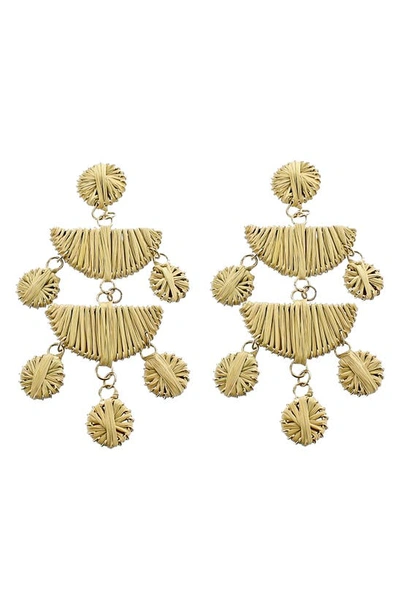 Panacea Rattan Geometric Drop Earrings In Beige