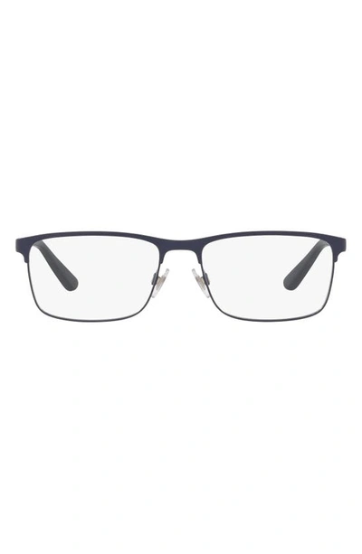 Shop Polo Ralph Lauren 56mm Rectangular Optical Glasses In Matte Navy
