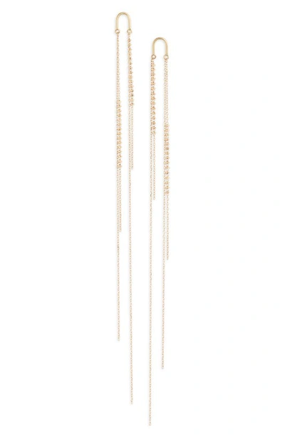 Shop Poppy Finch Long Arch Shimmer Drop Earrings In 18k Yellow Gold