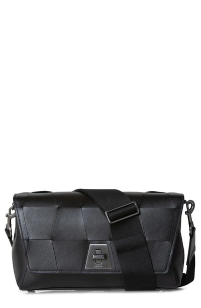 Shop Akris Anouk Braided Trapezoid Leather Crossbody Bag In Black