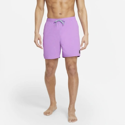 Shop Nike Essential Men's 7" Swim Trunks In Fuchsia Glow
