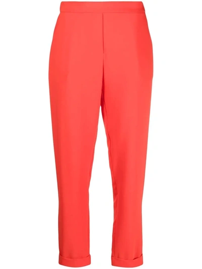Shop P.a.r.o.s.h Cropped Tailored Trousers In Rot