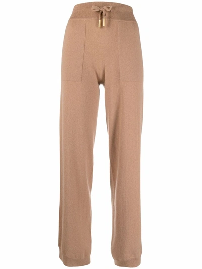 Shop Lorena Antoniazzi Straight-leg Cashmere Trousers In Braun