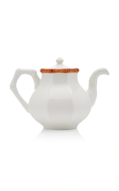 Shop Este Ceramiche For Moda Domus Bamboo Painted Ceramic Teapot In Brown