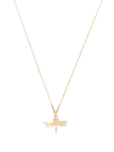 Shop Alex Monroe 18kt Yellow Gold Teeny Tiny Dragonfly Necklace