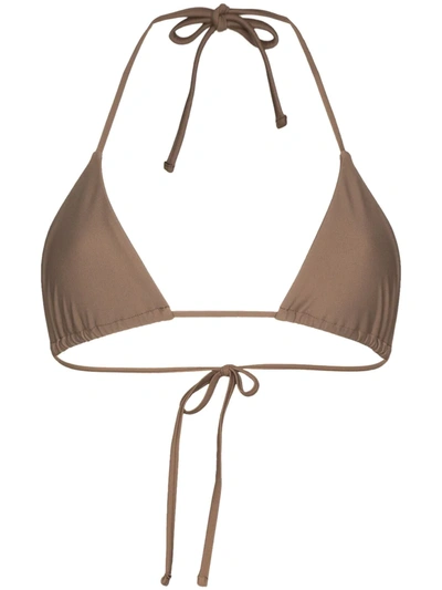 Shop Abysse Maya Halterneck Bikini Top In Braun
