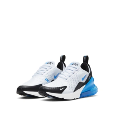 Shop Nike Big Boys Air Max 270 Casual Sneakers From Finish Line In White, Signal Blue, Black