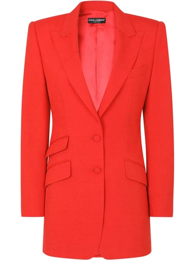 Shop Dolce & Gabbana Single-breasted Silk-blend Blazer In Rot