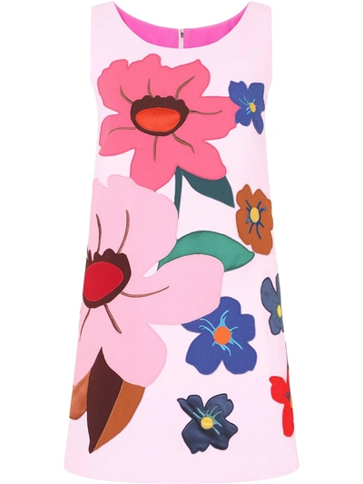Shop Dolce & Gabbana Floral Print Mini Shift Dress In Rosa