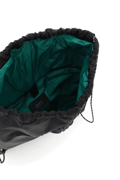 Shop Versace Medusa Nylon Backpack Sack In Black