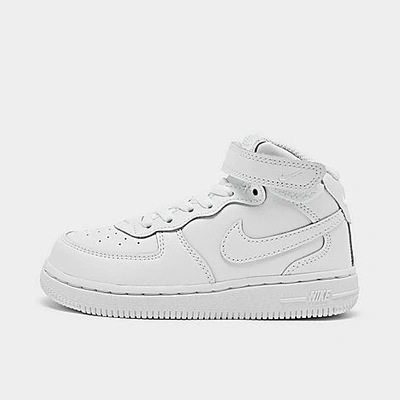 Shop Nike Kids' Toddler Air Force 1 Mid Casual Shoes In White/white