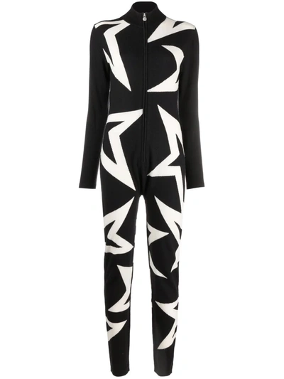 Perfect Moment Star-logo Intarsia Merino Base-layer Jumpsuit In Schwarz