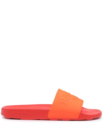 Shop Bally Logo-embossed Slides In Orange