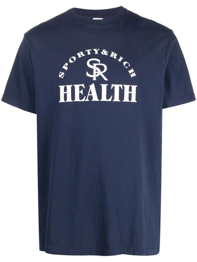Shop Sporty And Rich Ball Game Logo-print T-shirt In Blau
