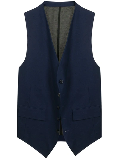 Shop Raf Simons Longline Cotton Waistcoat In Blau
