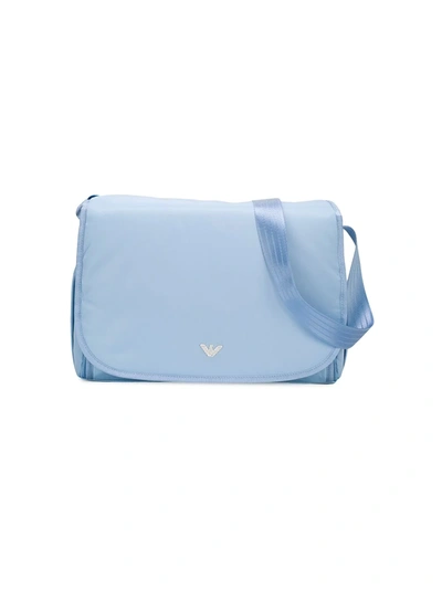 Shop Emporio Armani Logo Plaque Changing Bag In Blue