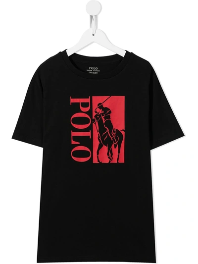Shop Ralph Lauren Graphic-print Short-sleeve T-shirt In 黑色