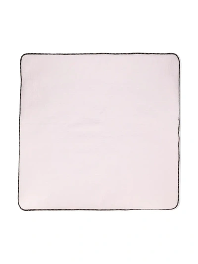 Shop Fendi Piped Trim Baby Blanket In Pink