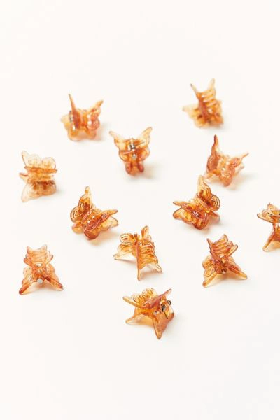 Shop Urban Renewal Vintage Amber Butterfly Clip Set In Amber At Urban Outfitters