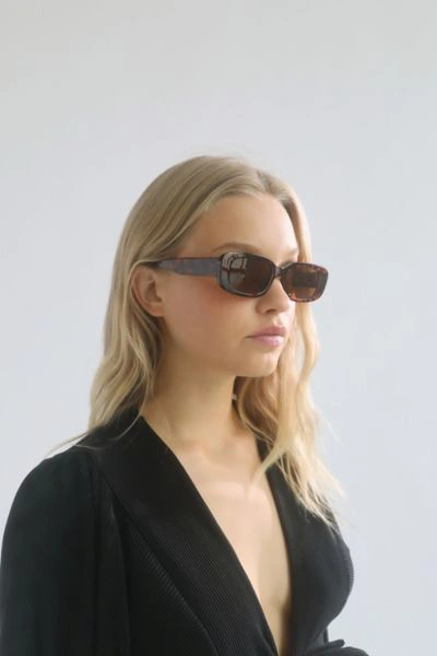 Shop Urban Outfitters Sabrina Rectangle Sunglasses In Tortoise