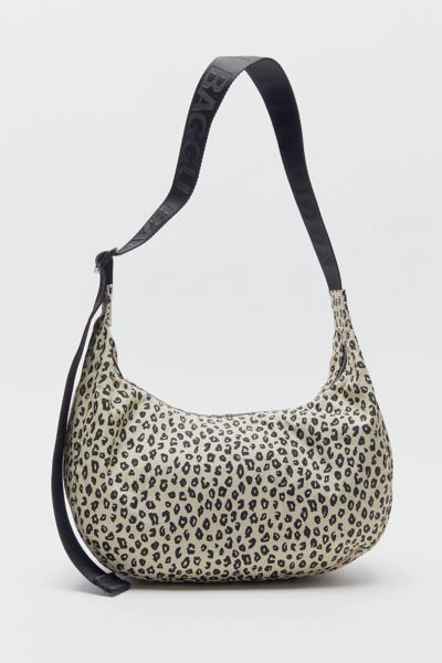 Shop Baggu Medium Crescent Nylon Shoulder Bag In Leopard