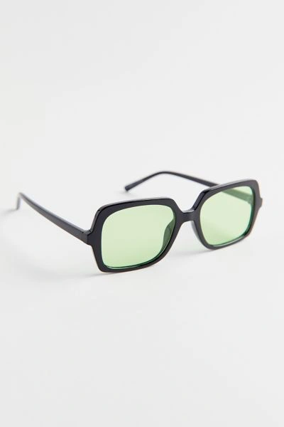 Shop Urban Outfitters Ash Translucent Rectangle Classic Sunglasses In Lime
