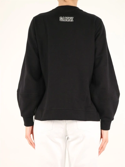 Shop Ganni Crewneck Sweatshirt In Black