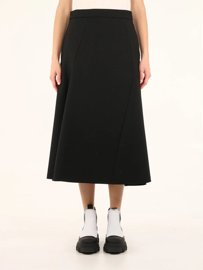 Shop Jil Sander Midi Black Skirt