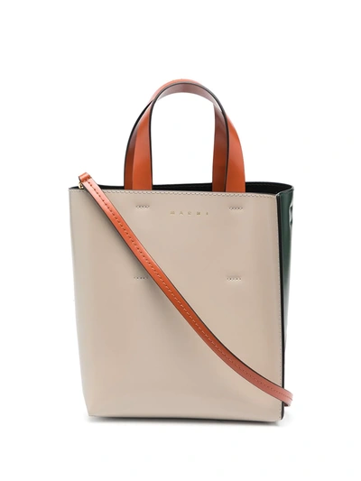 Shop Marni Museo Leather Tote Bag In Nude
