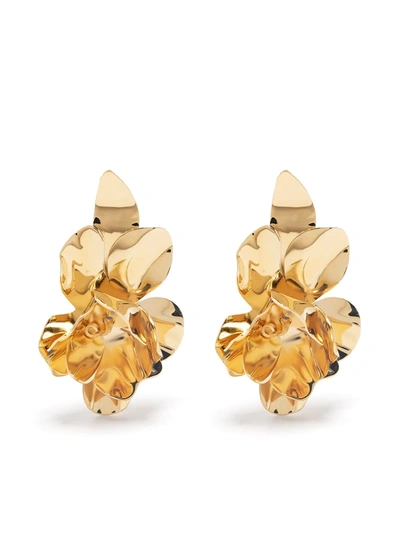 Shop Marni Large Flower Earrings In Gold