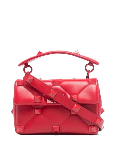 Shop Valentino Roman Stud Shoulder Bag In Rot