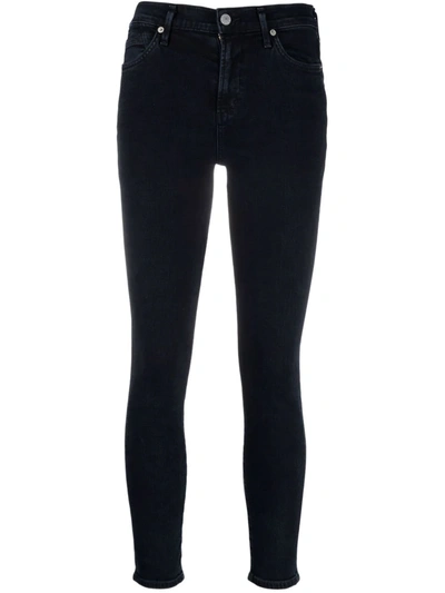 Shop Citizens Of Humanity Mid-rise Cropped Skinny Jeans In Blau
