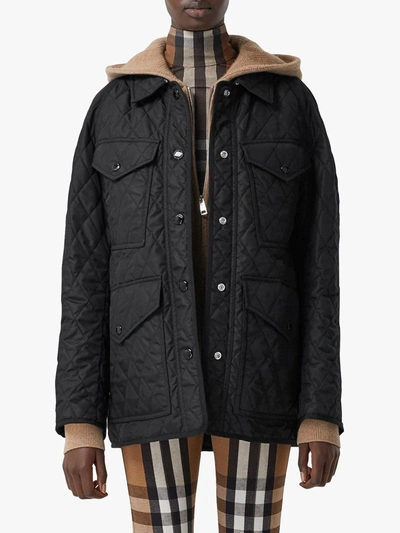 Shop Burberry Diamond Quilted Field Jacket In Blue
