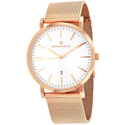 Shop Christian Van Sant Paradigm Quartz Silver Dial Men's Watch Cv4322 In Gold Tone / Rose / Rose Gold Tone / Silver