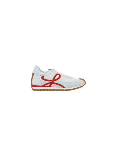 Shop Loewe Flow Runner Sneakers In White/red
