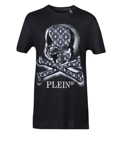 Shop Philipp Plein Philippe Plein T-shirt Round Neck Ss Skull Color Black