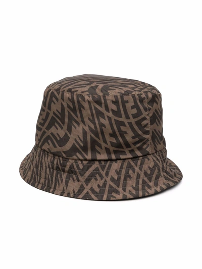 Shop Fendi Logo Hat In Brown