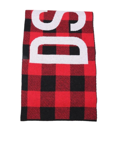 Shop Dsquared2 Multicolor Wool Scarf In Black/red