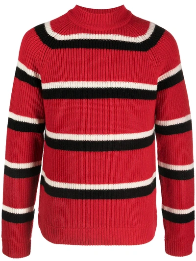 Shop Marni Striped Knitted Jumper In Rot