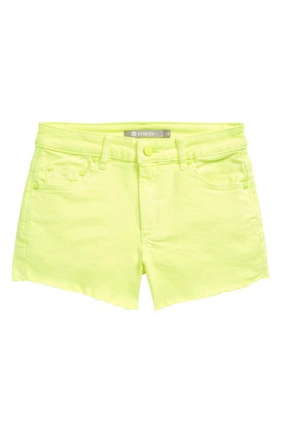 Shop Tractr Kids' Neon Denim Shorts In Neon Yellow