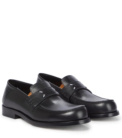 Shop Maison Margiela 4 Stitches Leather Loafers In 黑色