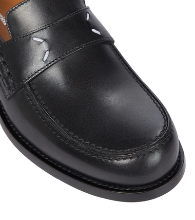 Shop Maison Margiela 4 Stitches Leather Loafers In 黑色