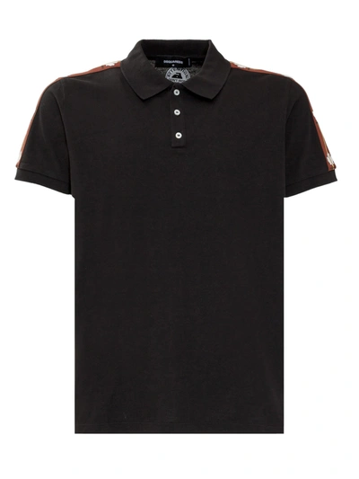 Shop Dsquared2 Leaf Tape Polo Shirt In Black