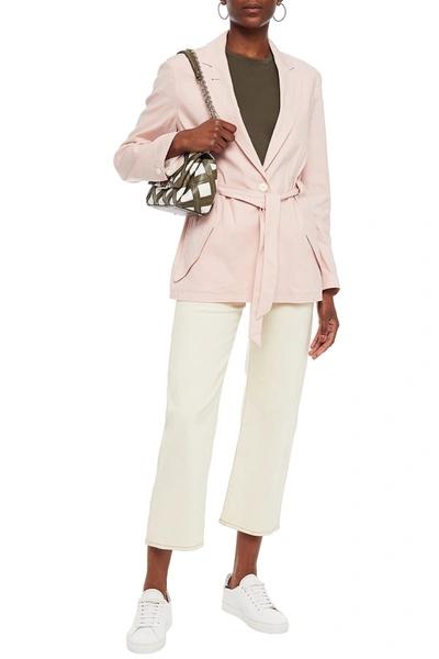 Shop Rag & Bone Cameron Belted Linen-blend Canvas Blazer In Baby Pink