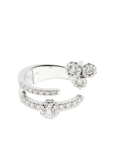 Shop Yeprem 18kt White Gold Open Diamond Ring In Silver