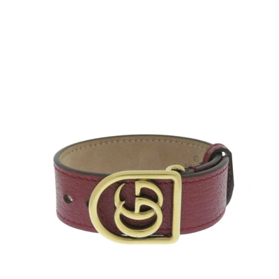 Pre-owned Gucci Gg Marmont Leather Bracelet In Burgundy