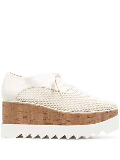 Shop Stella Mccartney Artificial Elyse Platform Lace-up Shoes In White