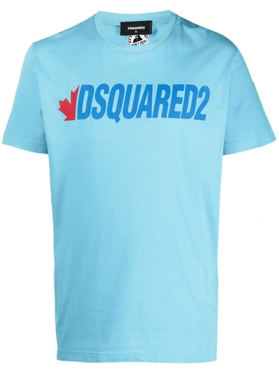 Shop Dsquared2 Light Blue Logo Print T-shirt