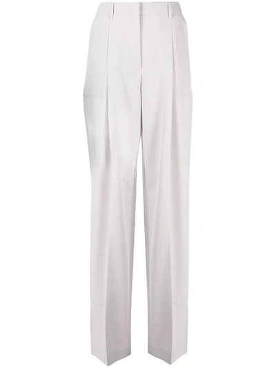 Shop Stella Mccartney Grey High-waisted Wide-leg Trousers